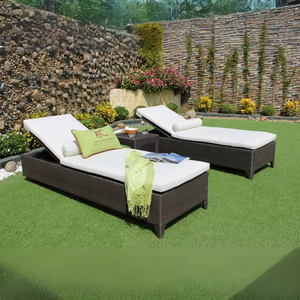 Tumbona elegante para exteriores con función de ratán sintético y reclinable - Product Image 1