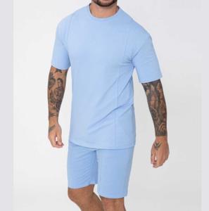 Conjunto de camiseta y pantalones cortos con estampado bordado de diseñador de algodón informal de verano para hombre, logotipo personalizado, al por mayor precio bajo, estilo Formal - Product Image 2