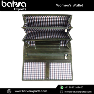 กระเป๋าเงินแบบมีกระดุมสั้นหนังแท้สไตล์วินเทจสำหรับผู้หญิง - Product Image 6