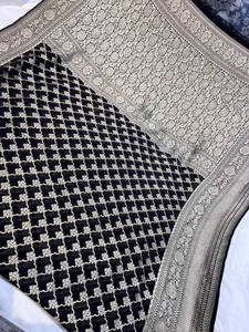 Sari de Georgette Khaddi Puro de Alta Calidad, Tejido Semi Manual, Tradicional, para Fiestas, Elegante, de Tela Premium para Mujer, Impresionante - Product Image 5