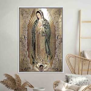Virgin of Guadalupe Printed Canvas: Elegant Catholic Home Decor Art,WHITE <b>FRAMED</b> CANVAS - Product Image 1