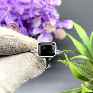 Trendy Design Natural Black Onyx Gemstone Ring 8x10mm Baguette 925 Sterling Silver Bohemian Fine <b>Handcrafted</b> Women's <b>Jewelry</b> - Product Image 6
