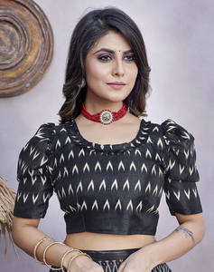 Sari de seda de Arte de uso diario | Sari ligero estampado con pieza de blusa sin costuras | Estilo étnico simple y elegante - Product Image 5