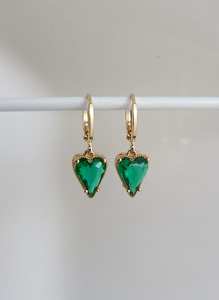 Green Heart Emerald Stud Earrings 925 Sterling Silver 14K Gold Plated Vintage Cute <b>Boho</b> Hippie IGI Certified Jewelry - Product Image 5