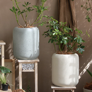 Nordico minimalista cilindrico ecologico leggero <span class=keywords><strong>cemento</strong></span> pavimento-Standing vasi di fiori foro di drenaggio per l'ufficio del soggiorno - Product Image 4