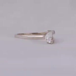 Trillion Cut Single Side Split Shank Engagement <b>Ring</b> With Tiny Round Lab Grown Diamond in 10K/14K/ 18K Solid Gold for Engagement - Product Image 2