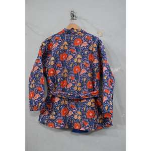 แจ็คเก็ตกิโมโนลายควิลท์ผ้าฝ้ายทำมือสำหรับผู้หญิงเสื้อหนาวสไตล์อินเดีย - Product Image 3