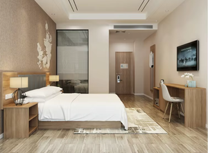 Cadre de lit King Size moderne et durable tout en métal, en acier inoxydable, anti-parasites, avec revêtement en coton pour hôtel - Product Image 6