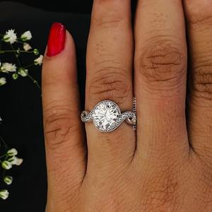 14K oro sólido 2 Ct CVD IGI certificado Diamante solitario giro anillo de compromiso, corte redondo diamante solitario giro anillo de diamante - Product Image 5