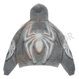 Sweats à capuche pour hommes avec broderie usée, coupe athlétique, tissu respirant pour les séances d'entraînement, couture durable, sweats à capuche pour hommes - Product Image 3