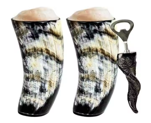 แก้วแตรแกะสลักทำด้วยมือสำหรับทำเบียร์น้ำสำหรับร้านอาหารบ้านโดยงานฝีมือเสี้ยว - Product Image 3