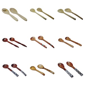 ชุดช้อนสลัดไม้มะม่วง/ไม้กระถินเทศ วินเทจ เป็นมิตรกับสิ่งแวดล้อม ผลิตในอินเดีย พร้อมด้ามจับเรซิ่น สำหรับใช้เป็นช้อนส้อมและของแจก - Product Image 4