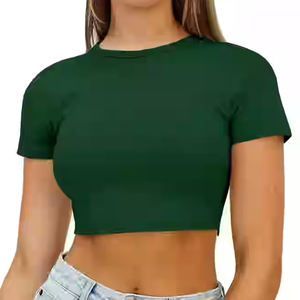 Top corto de LICRA de verano de alta calidad para mujer, de diseño personalizado DTG camisetas impresas, nueva moda, pantalla bordada transpirable - Product Image 6