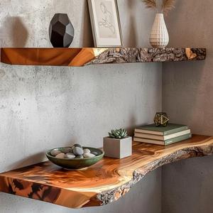 Estante Flotante de Pared de Madera 100% de Dos Niveles Moderno, Muebles de Oficina para el Hogar, Estantes de Almacenamiento para Cocina, Sala de Estar, Dormitorio, Armarios - Product Image 3