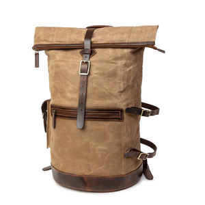 Premium Leather Canvas Foldable <b>Eco</b>-Friendly Backpack Outdoor Hiking Travel School Work Unisex Durable Multi-Pocket Utility - Product Image 1