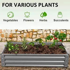 Открытый металлический оцинкованный декоративный дизайн приподнятая садовая кровать для овощей, цветов, травы, высокий стальной большой ящик для растений OEM ODM