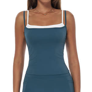 Débardeur court décontracté basique pour femme, col rond, dos nageur, côtelé - Product Image 4