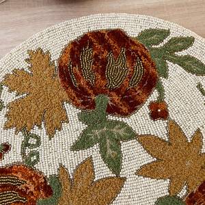 Set of 2, handmade <b>beaded</b> placematpumpkin harvest table matbead and embroidery charger - Product Image 1