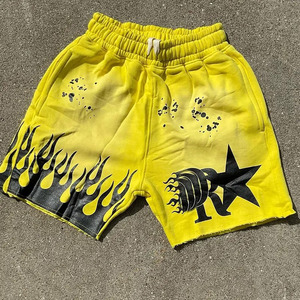 Pantalones cortos para correr de entrenamiento Vintage personalizados para hombres, venta al por mayor, lavado ácido, agua, bolsillo, diseñador, calle, Hip Hop, mediados de 100%, algodón sólido - Product Image 1