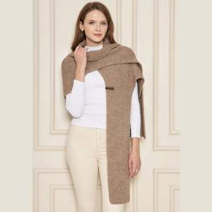 Poncho-châle chic pour femme à capuche en tricot, élégant, chaud, doux au toucher, respirant, écharpe d'hiver à capuche, tricot multifonctionnel - Product Image 1