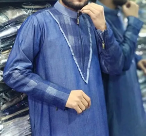 Hombres transpirable algodón Denim Thobe tradicional musulmán ropa para adultos para bodas - Product Image 2
