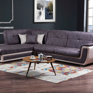 Juego de Sofás Modernos para Sala de Estar en Esquina Nergis, Asientos Cómodos, Unidad de Relajación, Tela de Terciopelo, Almacenamiento, Madera, Villa - Product Image 1