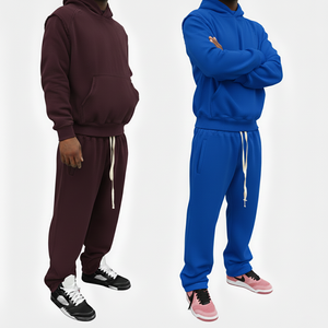 Conjunto de Sudadera con Capucha y Pantalones Deportivos de Forro Polar con Cremallera, Talla Grande, Unisex, de KINGSEN, Lavado Ácido, 100% Algodón, Bordado de Parche Personalizado - Product Image 4