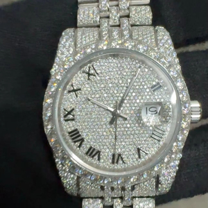 Reloj Mecánico Automático de Lujo con Moissanita Dorada, Esfera de Zafiro, Resistente al Agua hasta 30 m, Correa de Acero Inoxidable y Correa de Cuero - Product Image 1