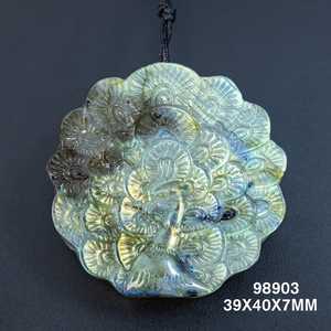 Vintage Gold Plated Sterling Silver Blue Flash <b>Labradorite</b> <b>Pendant</b> Peacock Design Natural Gemstone Engagement Statement Jewelry - Product Image 6