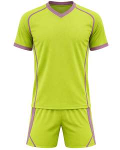 Fabricación de Conjuntos de Camiseta y Pantalones Cortos de Fútbol Verdes Personalizados, Uniforme Deportivo Transpirable de Poliéster para Entrenamiento de Fútbol, Ropa de Equipo - Product Image 1