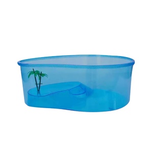 20.7cm 작은 거북이 수족관 테라핀 호수 플랫폼 식물 탱크 애완 동물 거북이 블루 - Product Image 4