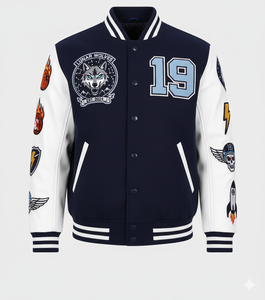 Traditional <b>Varsity</b> <b>Jacket</b> | Classic Letterman <b>Bomber</b> | 100% Cotton Winter High Street Stand Collar Hooded Breathable Zipper - Product Image 1