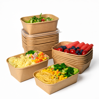 Boîte à emporter carrée jetable en vrac, plusieurs capacités, naturelle, durable, biodégradable, compatible congélateur, double revêtement PE