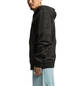 Jogging coupe-vent décontracté pour hommes personnalisé coupe-vent à col montant en polyester avec capuche zippée pour hommes - Product Image 3