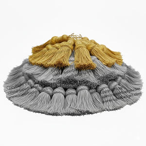 Mini flecos decorativos personalizados de fábrica con borlas de Lingotes de plata para batas y vestimentas con adornos dorados al por mayor para cortinas - Product Image 4