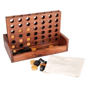 Jeux de connexion en bois dans une rangée | Jouet amusant familial classique en bois avec pièces de monnaie-Line up 4 Board | Jeux pour enfants - Product Image 4