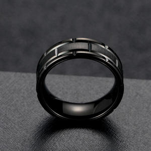 Jeulia <b>Black</b> <b>Titanium</b> Steel Men's Wedding Band-Trendy Fashionable Hiphop <b>Ring</b> - Product Image 4