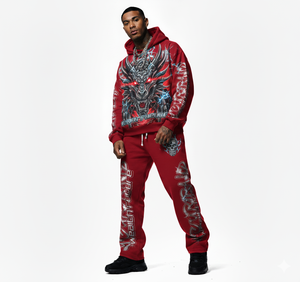 Conjunto Deportivo Negro con Estampado Gráfico Extra Grande para Hombre, Sudadera con Capucha y Pantalones Deportivos para Hombre - Product Image 2