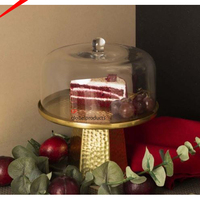 Luxus Kuchenst änder gehämmert Kuchenst änder Achteck Form mit Glaskuppel Mittelstücke Dekor Kuchen Display Ständer
