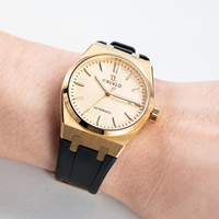 OBLVLO marque de luxe or jaune élastique montre automatique cadran en or avec Date lumineux étanche montres mécaniques TM-SIM