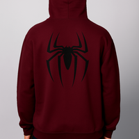 Sudadera con capucha y cremallera personalizada con estampado de araña, de forro polar de alta densidad 100% poliéster, transpirable, con bordado de calidad, 2 piezas