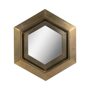 Espejo de pared con forma hexagonal de Metal Chapado en bronce antiguo 2025 más vendido hecho a mano para sala de estar decorativo a granel - Product Image 1