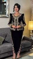 2025 @ Dernière veste noire algérienne et robe Karakou broderie avec perles de verre cristal pierres perles et travail manuel Dabka Zari