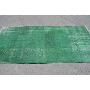 พรมตุรกีโบราณแบบทันสมัยขนาดใหญ่3.9 x 8.2ft สีเขียวปะต่อวัสดุขนสัตว์ยางสำหรับห้องโถงสี่เหลี่ยมผืนผ้าห้อง3900ชุด - Product Image 3