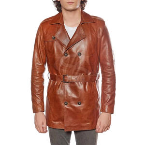 Classic Fit Men Leather <b>Coat</b> Featuring Soft Durable Texture For Warm Winter Use And Modern Style Available - Product Image 1