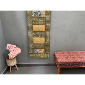 Vintage Turkish <b>Runner</b> Rug 1.8x5.3 ft, <b>Red</b> Black Ombr Wool Rug - Product Image 1