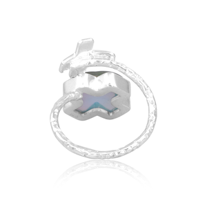 Superventas de plata esterlina Aurora Opal Sky Cabochon Gemstone Cross Ring Jewelry Manufacturer - Product Image 3