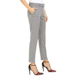 Pantaloni a sigaretta Calvin Klein da donna con stampa windowpane, cintura, vita alta, antipiega, traspiranti, stile ufficio, taglia XL - Grigio - Product Image 3