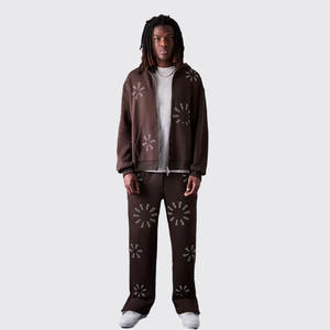 Respirant grande taille survêtement 2 pièces ensemble à capuche ensembles nouveau Design grande taille Sport de plein air hommes imprimé survêtement - Product Image 1