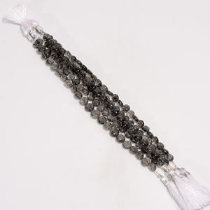 Cuentas en forma de moneda de cuarzo rutilo negro, piedra preciosa de cuarzo rutilo negro, cuentas Lisas para hacer joyas, cuentas de piedras preciosas naturales, 8 pulgadas - Product Image 1